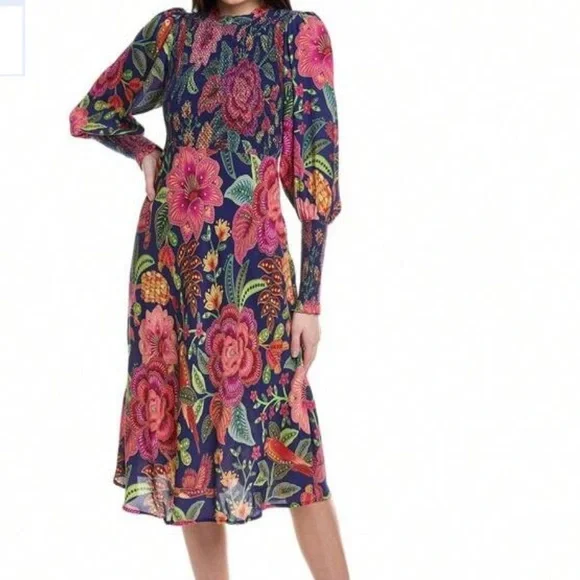 knee length dresses for ladies Farm Rio Yellow Flowering Garden Tree Organic Cotton Maxi Dress, Flowering Garden Tree Yellow / Xs main image 1